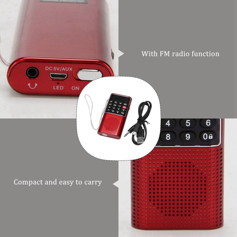 3X L-328 Mini Portable Pocket FM Auto Scan Radio Music Audio MP3 Player Outdoor Small Speaker With Voice Recorder