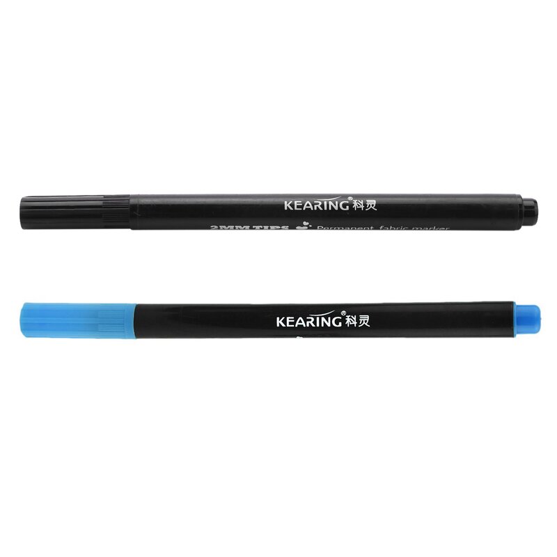 2 X Fabric Marker Pens Permanent Colors For DIY Textile Clothes T-Shirt Shoes, Black & Blue