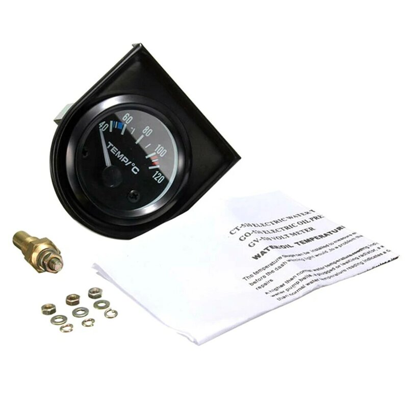 Medidor Digital de temperatura de agua para coche, amperímetro, carcasa negra, 12V, 2 ", 52mm, 52mm
