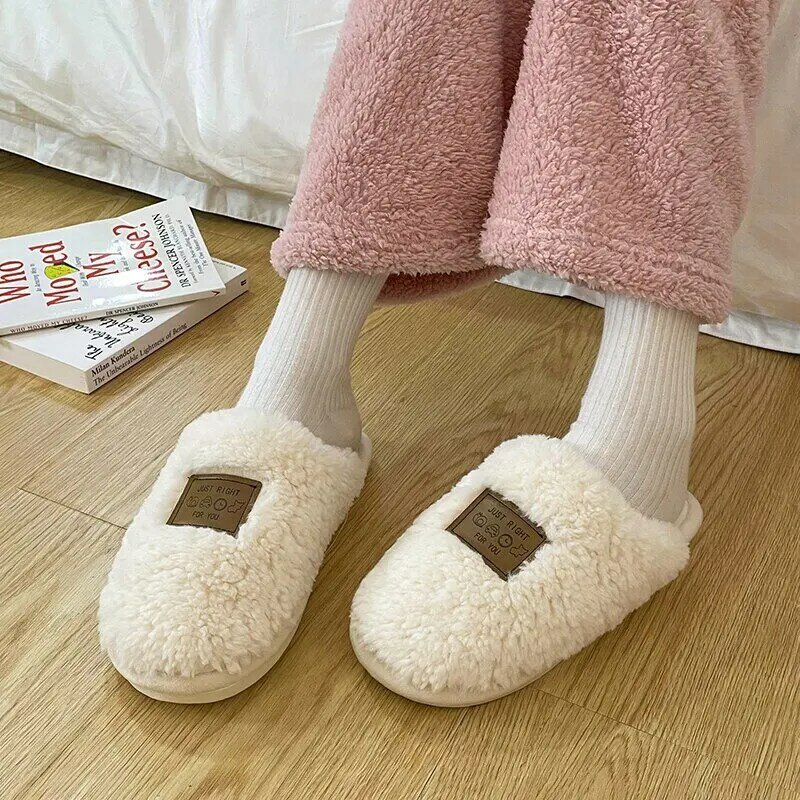 Festishoet Dép cotton Gia dụng đôi giày nam cotton lông thú cho nữ mùa đông trong nhà thoải mái ấm áp