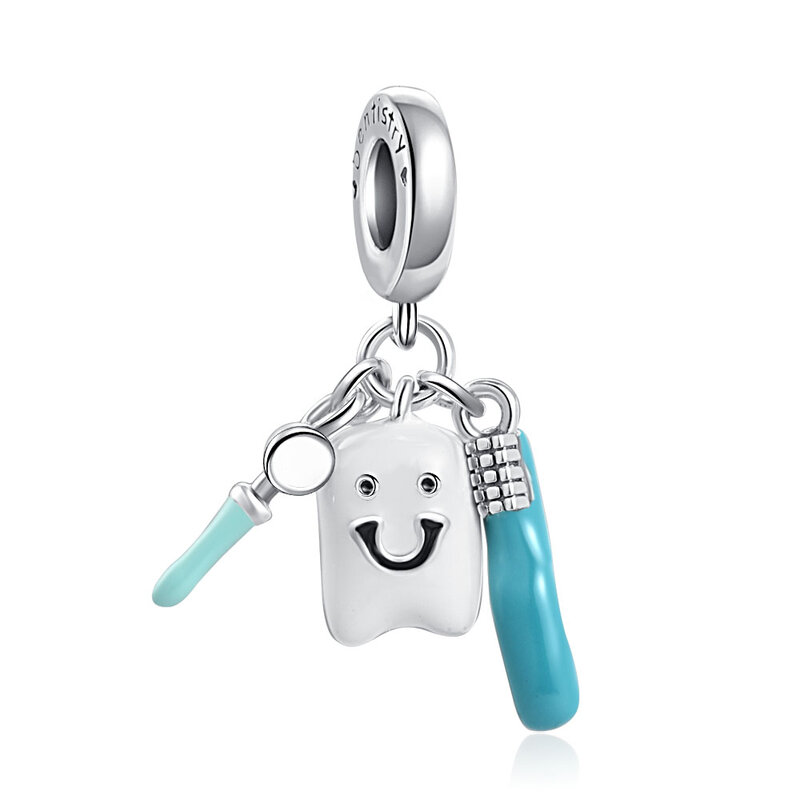 925ใหม่จี้ลูกปัดจี้ฟันยาสีฟันป้องกันฟันจิวเวลรี่แบบทำมือกำไลข้อมือแพนโดราแท้เครื่องประดับผู้หญิง