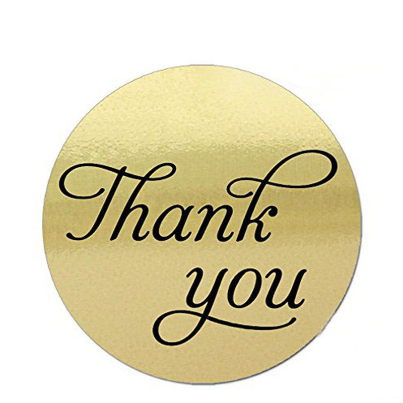 Stiker "THANK YOU" label segel emas bulat 50-500 buah, stiker label buku tempel untuk paket stiker alat tulis