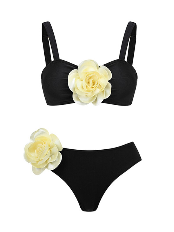 2023 New Sexy 3D Flower Bikini Halter Push Up Swimwear Women Swimsuit Female Brazlian Bathing Suits Summer Beach Wear Swim Suit