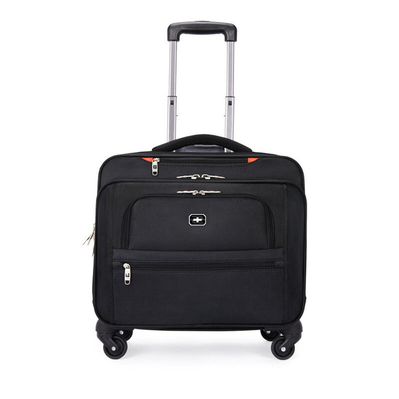 Black Oxford Cloth Waterproof Suitcases Luggage For Women/Men 18" Large Size With Spinner Aluminum Alloy Telescopic Rod