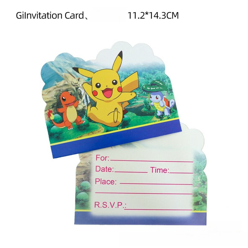 Kartu undangan ulang tahun Hello Kitty, perlengkapan pesta ulang tahun, kartu salam PAW Patrol, undangan Pokemon Pikachu