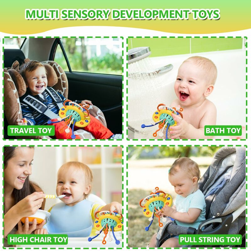 Ventosa Montessori para cadeira alta, Atividade Chocalho, Ventosa, Brinquedos sensoriais, 6 12 Meses, Bebê de 1 a 3 anos
