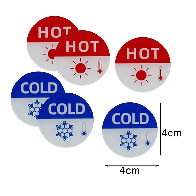 6 Stück heiße und kalte Zeichen rund universell einfach zu bedienende Aufkleber Zeichen Mehrzweck heiß kalt Etikett für Küche Bad Wasserhähne Waschbecken