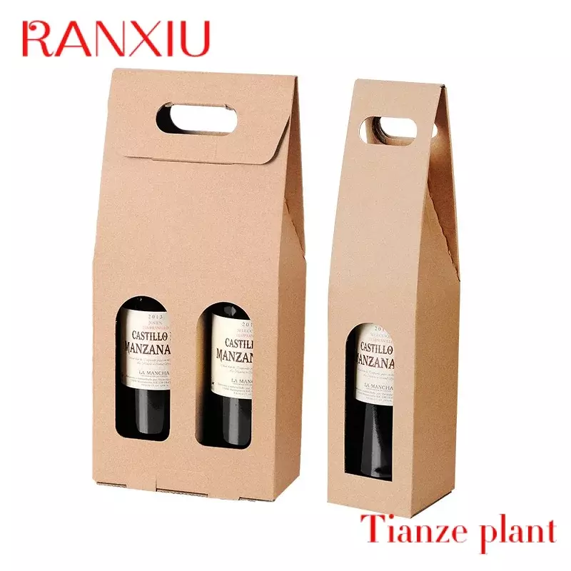 Scatola di carta pieghevole personalizzata personalizzata scatola di vino rosso in carta Kraft scatole singole o doppie portatili per l'imballaggio