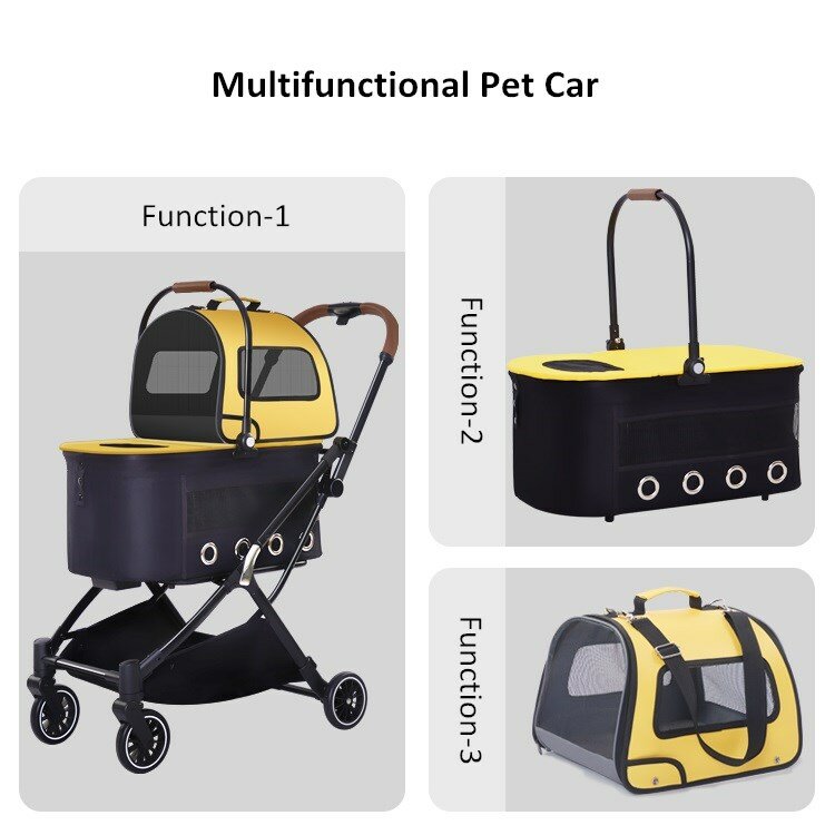 Pet Stroller com transportadora destacável, Carrinhos de qualidade Premium, Dog Carrier