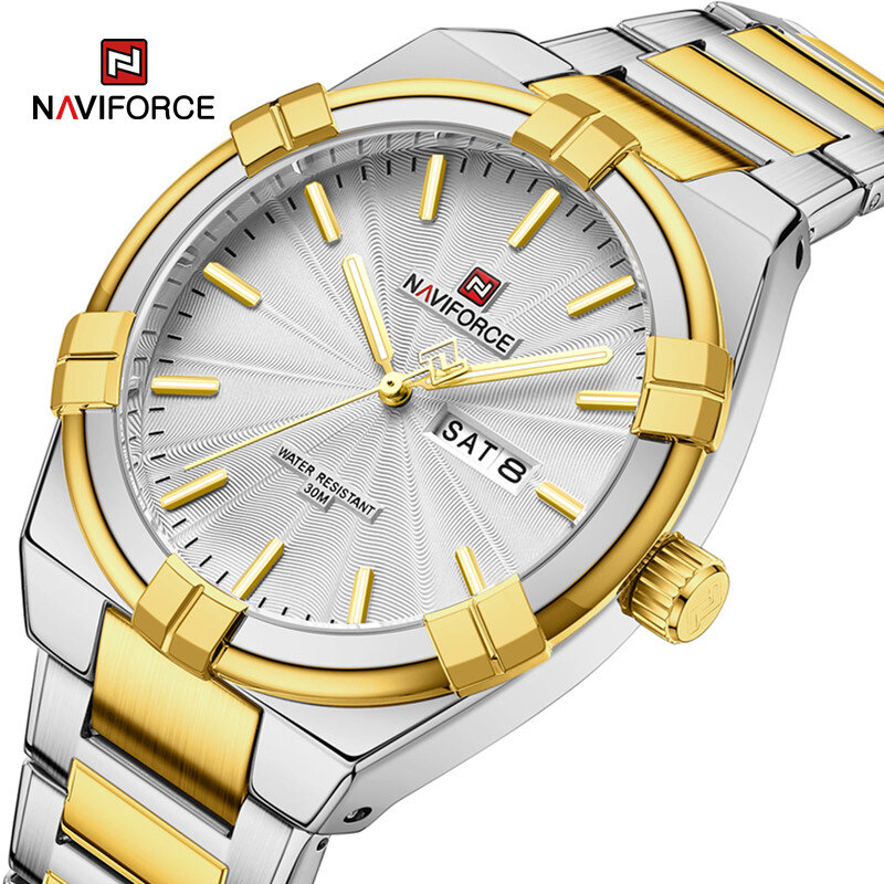 2023 topowy markowy zegarek Naviforce dla mężczyzn wytrzymały sportowy wodoodporna stal nierdzewna męski luksusowy zegarek kwarcowy