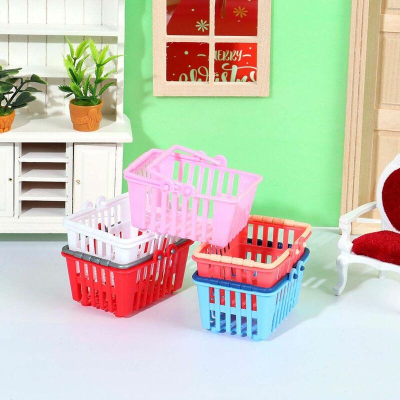 Miniaturowe meble domek dla lalek miniaturowy udawany zabawki akcesoria dla lalek na zakupy koszyk ręczny modelki kosz na zakupy zabawki