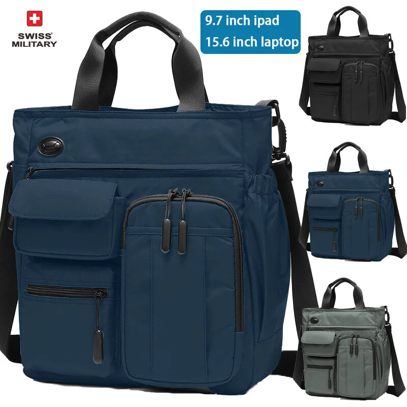 SWISS Mens USB Charging Messenger Bag Waterproof Zipper Handbag for Male Multifunctional Casual Crossbody Bag Work Bag Briefcase