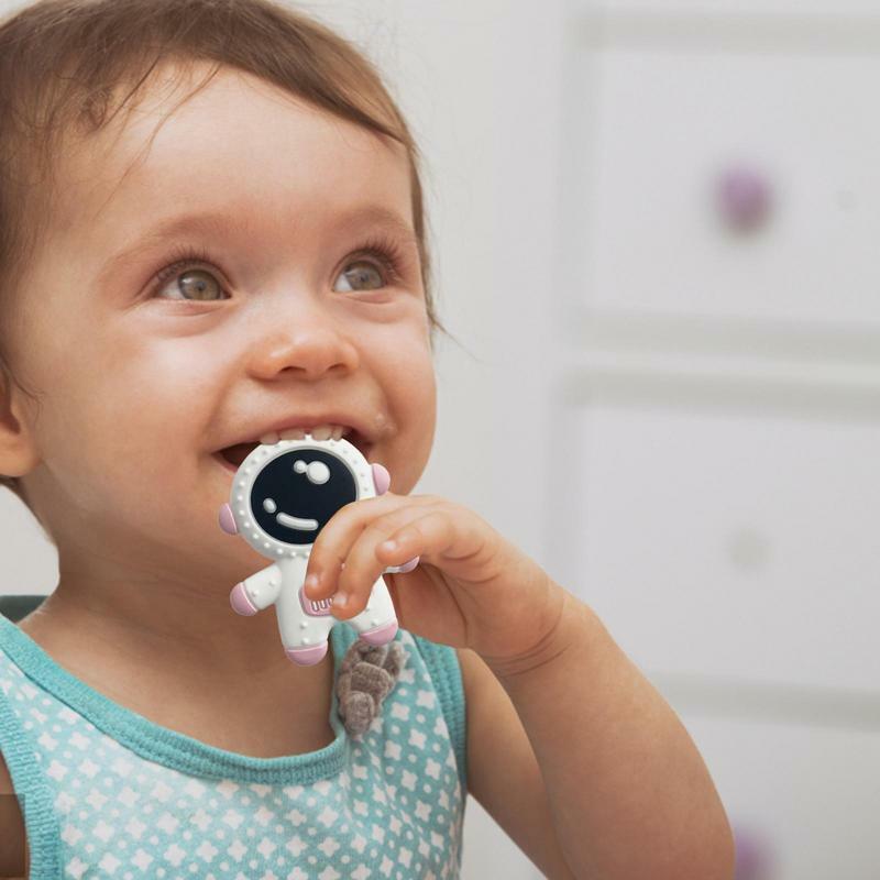 Gryzaki silikonowy śliczny gryzak spożywczy wyjątkowy gryzak astronauta śmieszne zabawki produkt dla dzieci śliczne elastyczne materiały do ząbkowania