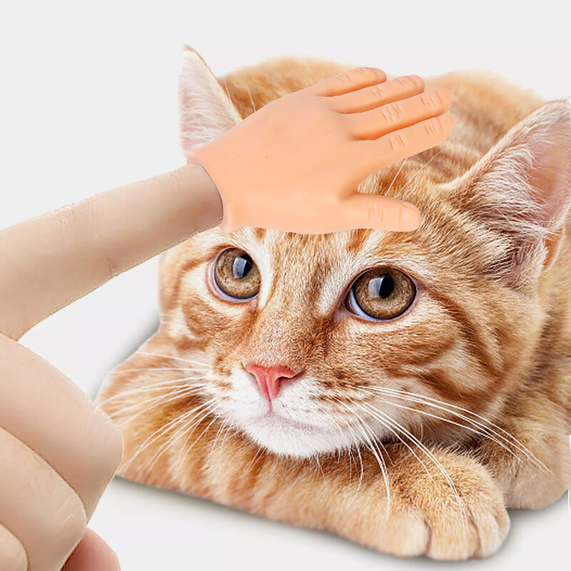 Jouets interactifs de geste drôle de chat, Mini TJavier multi-styles, doigt en plastique, faux gants de main humains, fournitures de jouets pour animaux de compagnie