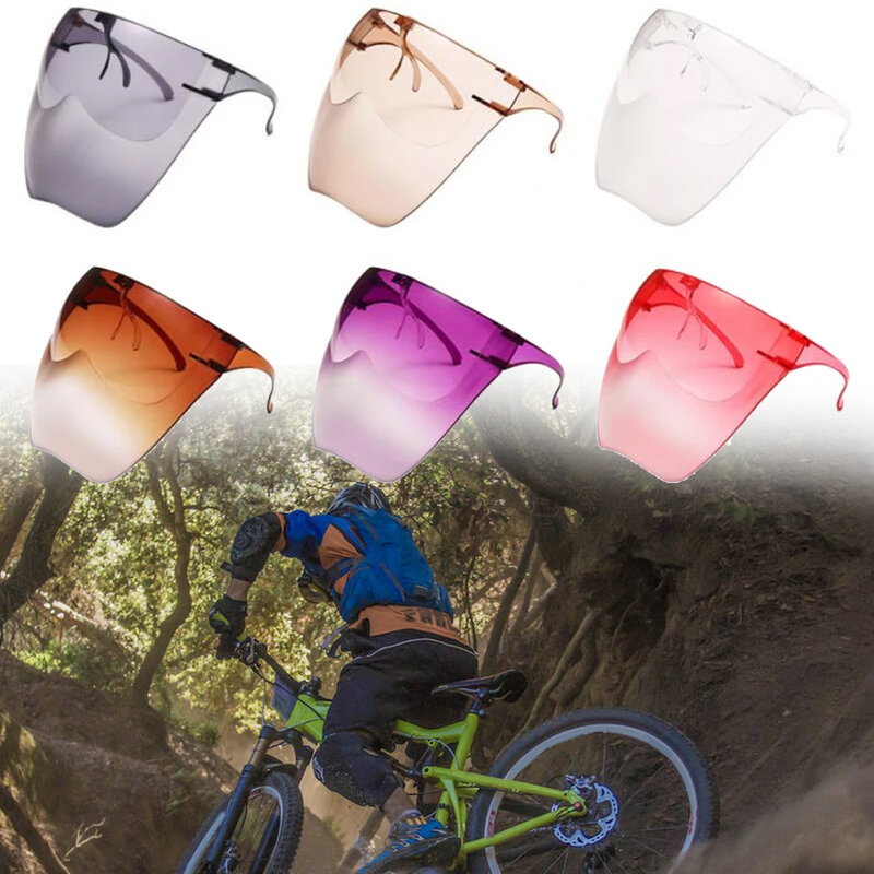 Kacamata hitam bersepeda tahan angin, dilapisi dua sisi Anti kabut layar wajah masker debu bersepeda dengan filter