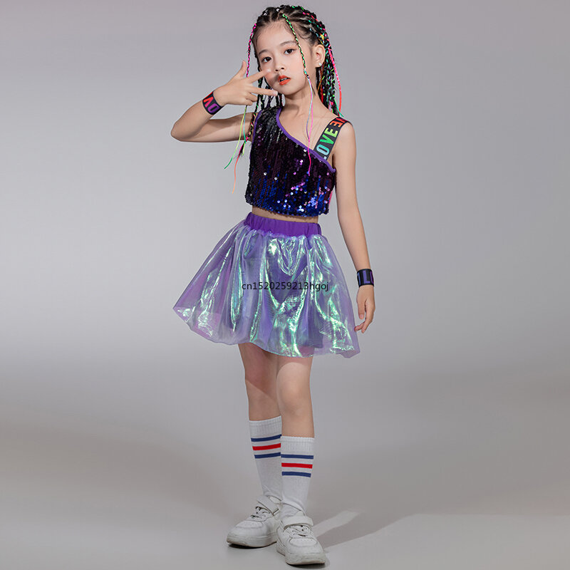 Boys/Girls Sequined Jazz Kindergarten Performance Costume Children’s Day Hip-hop Dance Street Dance Performance Clothes