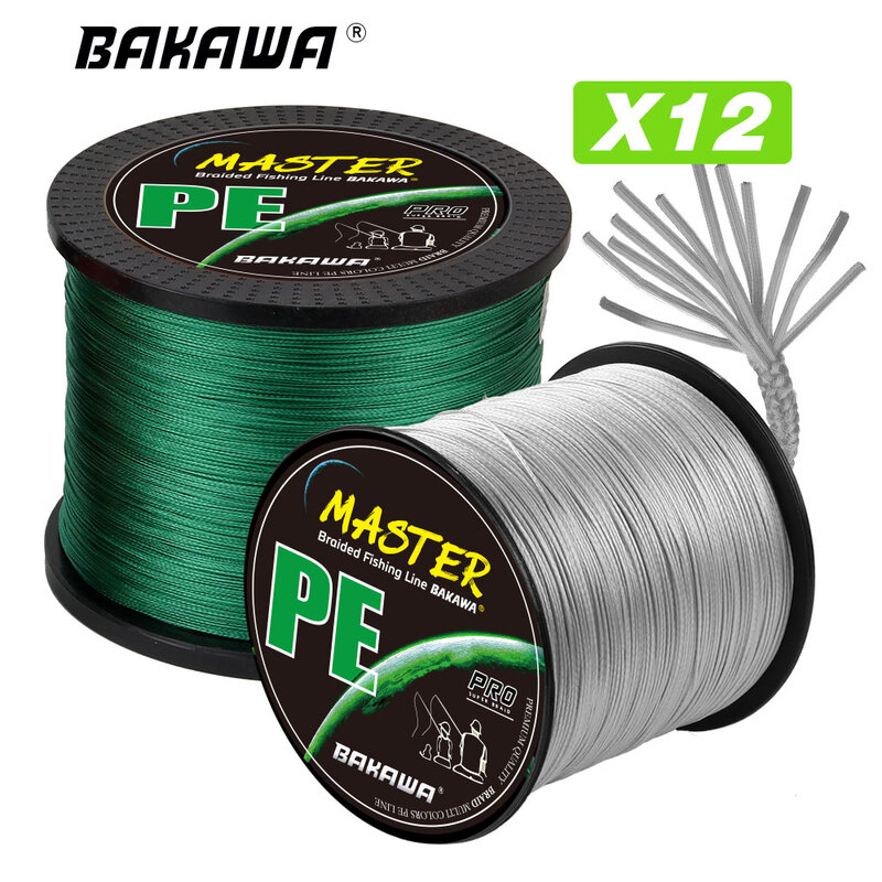 Bakawa X12 Geflecht Angelschnur super stark 12 Stränge japanische Multi filament glatt Pe Fly Karpfen Draht 300m 1000m 500m m Tackle