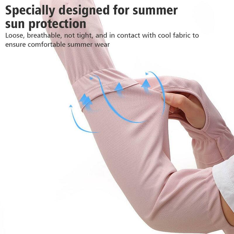 Manga de brazo de seda de hielo para mujer, guantes de conducción, protector solar, suelta, transpirable, protección Anti-UV para montar en el exterior, protección solar