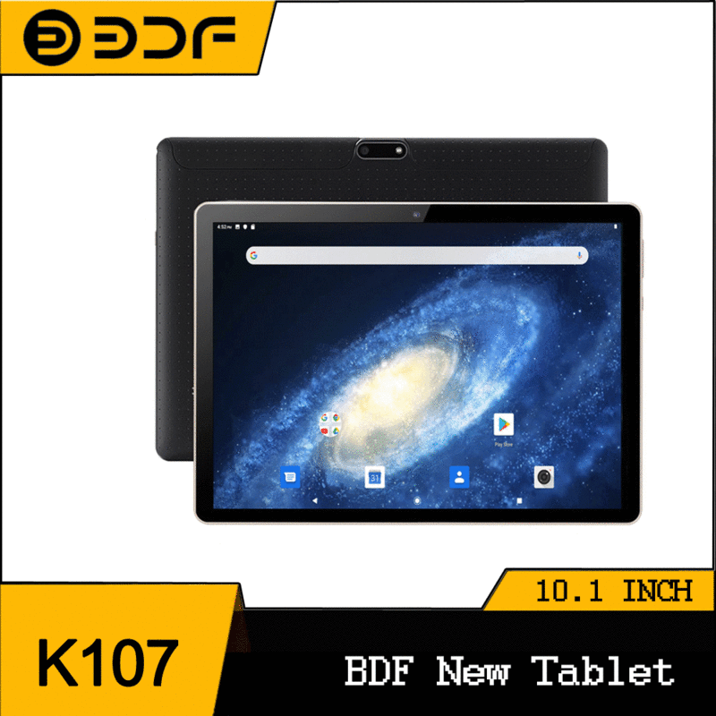 BDF K107 Tablet Android 10.1 baru 9.0 inci, RAM 4GB ROM 64GB, layar 1280*800 baterai 5000mAh kamera ganda, WiFi + 3G(GSM)
