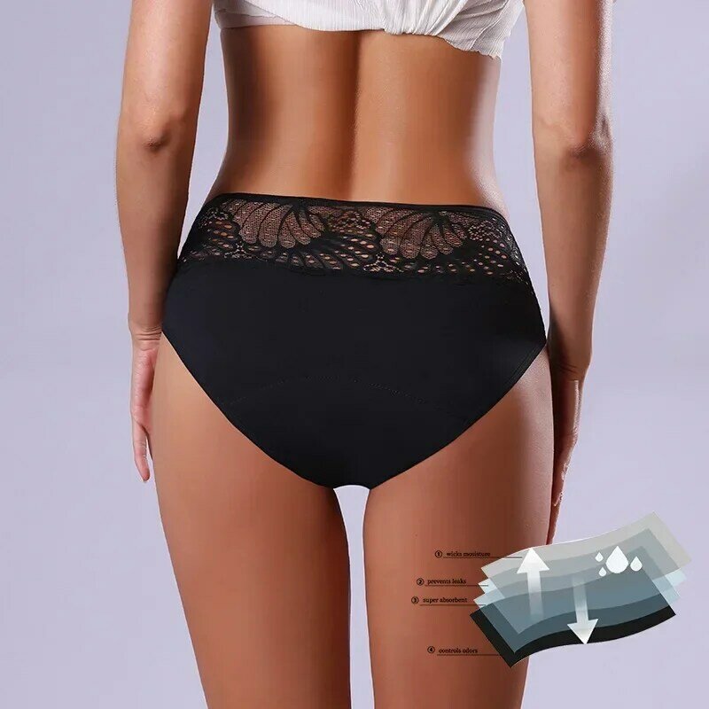 Four-layer Leak-proof Physiological Pants Lace Large Size Menstrual Pants Women's Panties Menstrual Underpants Female Underwear