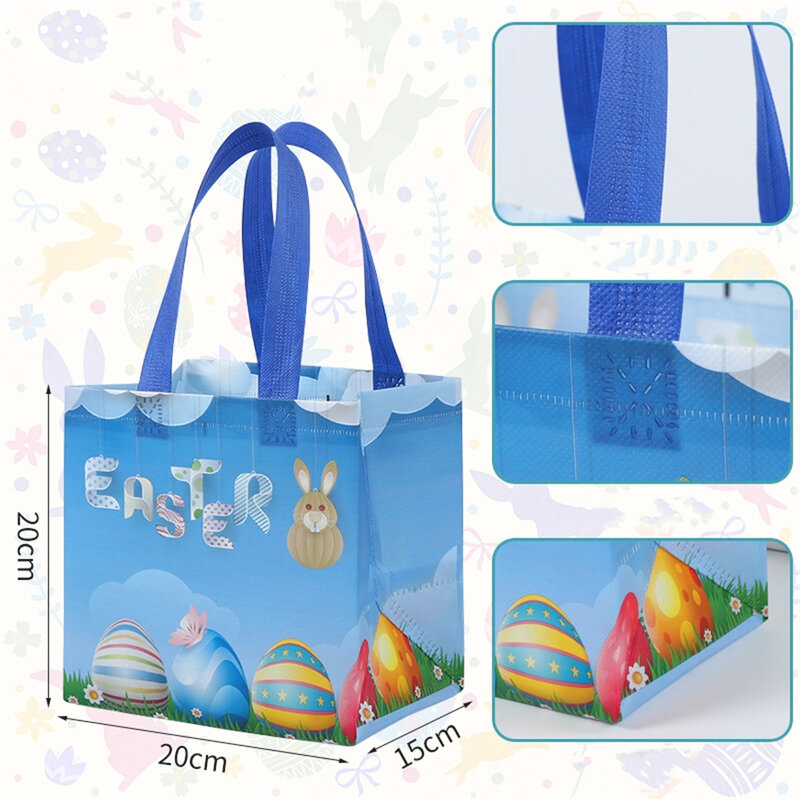Happy Easter Tote Bags con manico sacchetti regalo in tessuto Non tessuto confezione regalo di caramelle bomboniere borsa forniture per decorazioni per feste di pasqua per bambini