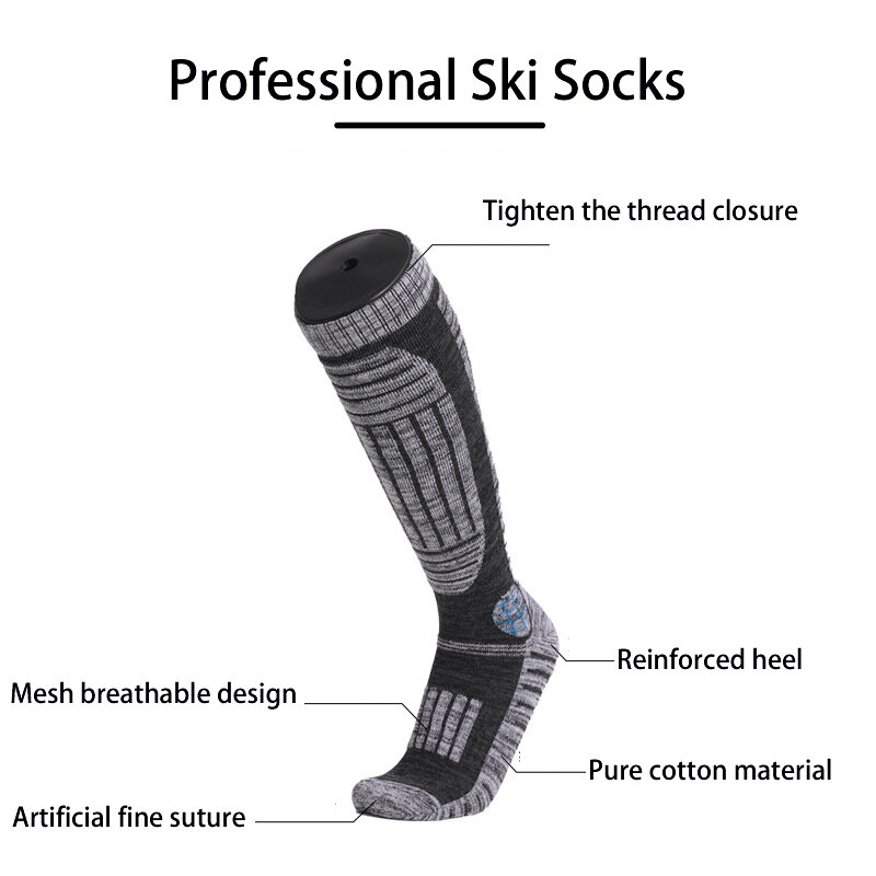 Носки лыжные из шерсти мериноса, зимние спортивные, для сноуборда, велоспорта, походов, мужские, женские, мужские, теплые носки до колена