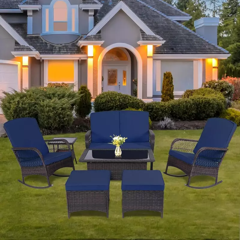 Patio Furniture Set Outdoor Rattan Chair Wicker Sofa Garden Conversation Bistro Sets w/Loveseat for Yard Pool or Backyard
