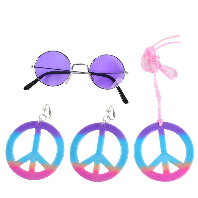 Hippie Charm Necklace Set para Meninas, Peace Charm, Cosplay com Show Pingente, Acessórios De Decoração, Colorido, Halloween, Festa De Carnaval