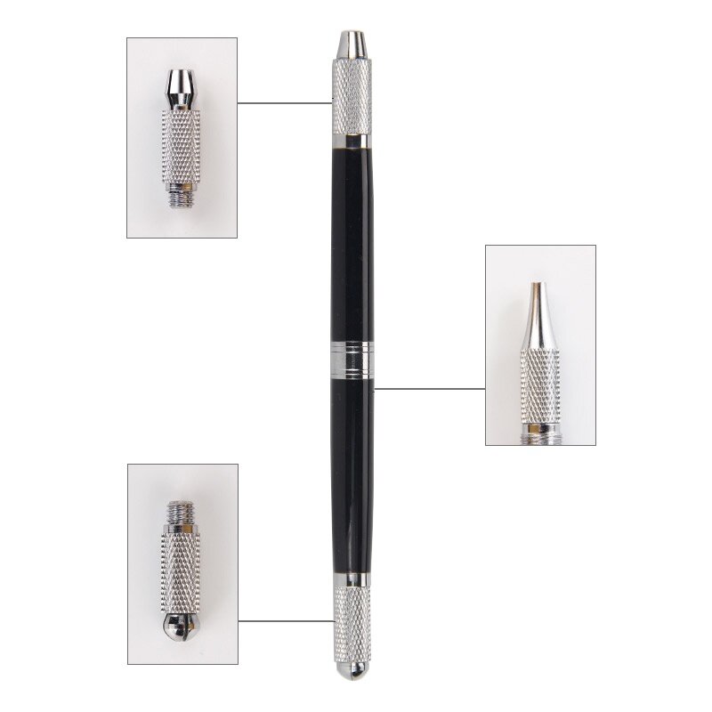 3 IN 1 pena Manual Tebori Dual-end, perlengkapan pena Manual tato alis kabut pisau mikro riasan permanen