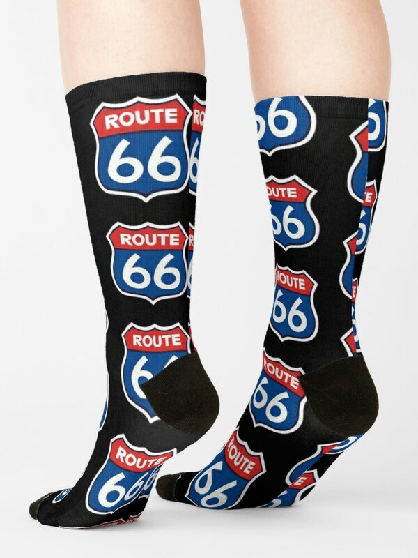 Route 66ถุงเท้าเดินป่าสำหรับผู้ชายผู้หญิง, รองเท้ากันหนาวสำหรับผู้ชายพิมพ์ลายถุงเท้าฤดูหนาว