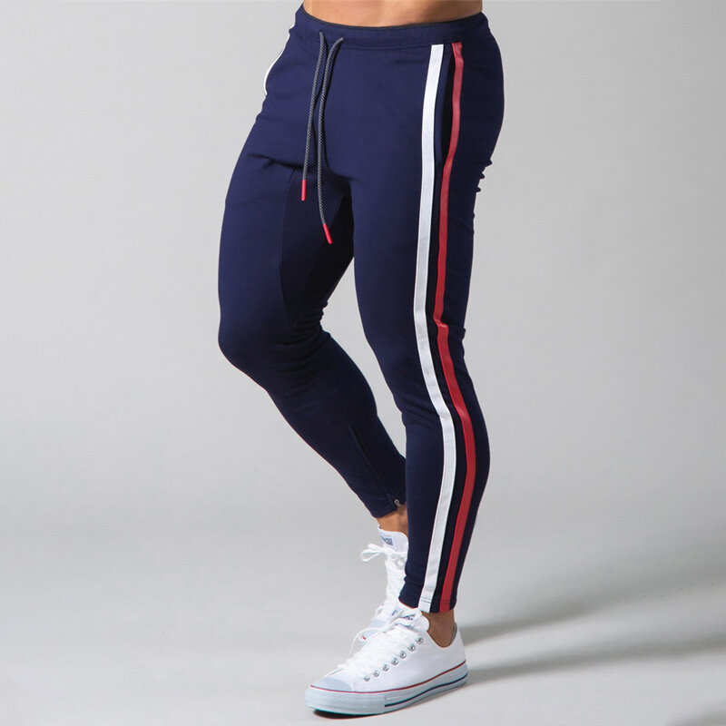 Cotton fashion fitness men's sports pants Running workout men's pants Solid color mixed casual pants