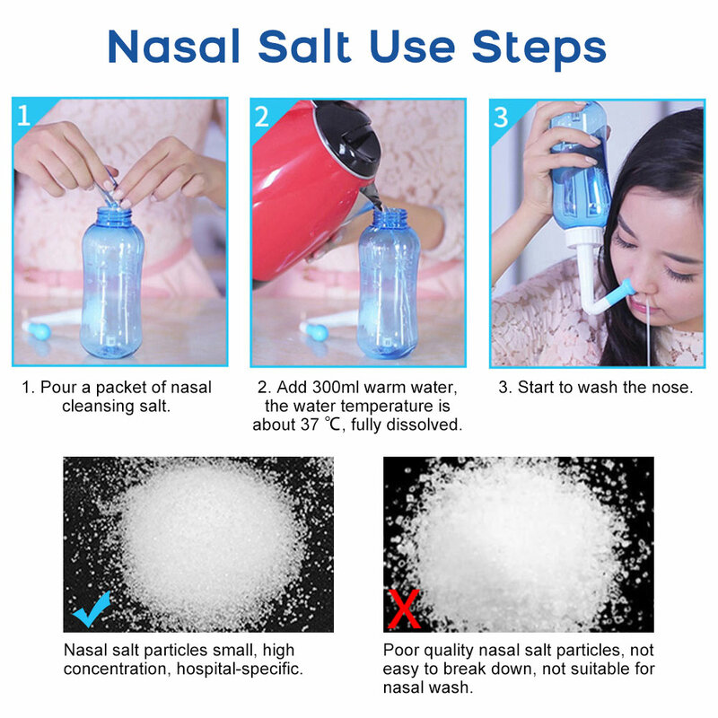 30 pz/borsa 2.7g lavaggio nasale sale risciacquo Mix rinite allergica sollievo naso Cavity Protector detergente per irrigazione per bambini adulti