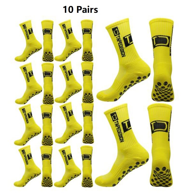 10 Pairs New Mens Womens Non-slip Silicone Bottom Soccer Socks Cushioned Breathable For Football Tennis Basketball Grip Socks