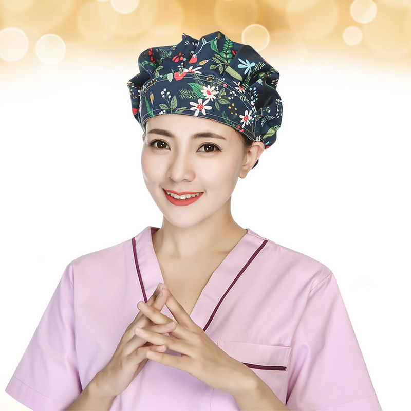 1PC Delicate Printing Sweat Absorbing Nurse Cotton Working Hat Head Protector for Kitchen Cleaning Operating Room