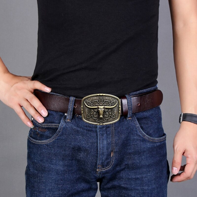 Hebilla cinturón con patrón en relieve varios tipos Metal, hebilla cinturón estilo Rock para adultos, envío directo