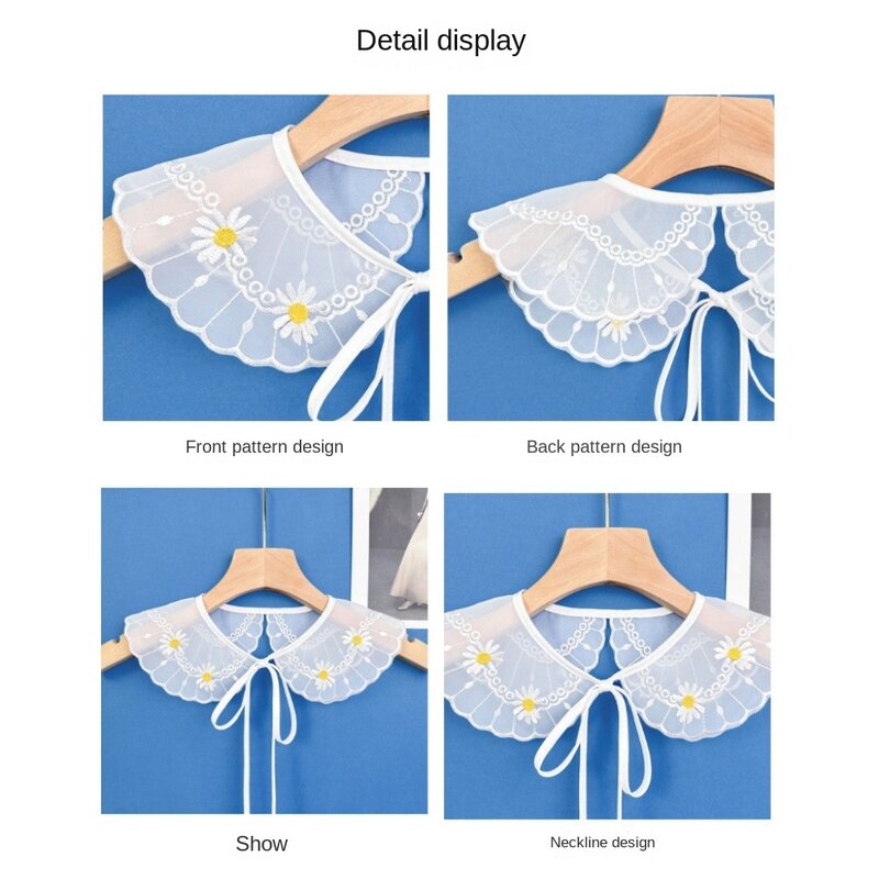 Organza Embroidery Women's Lace Collar New Clothing Accessories Lace Up Shawl Cloak Fake False Collars Detachable Shirt