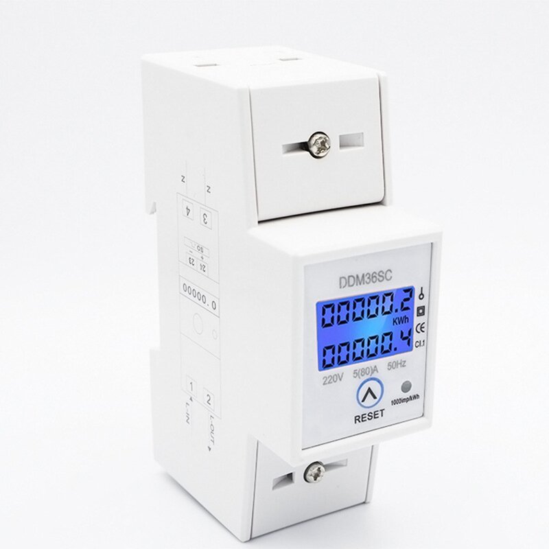 AC220V 50Hz Din Rail Wattmeter Energy Meter Kwh Meter Single Phase Two Wire With Reset Function