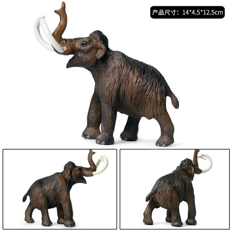 Crianças sólido simulação animais selvagens modelo brinquedo jardim zoológico pré-histórico mamute feito à mão