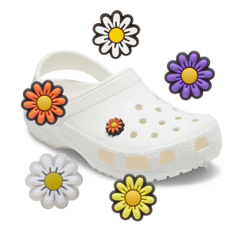Hot 1Pcs Kleurrijke Bloemen Pvc Shoe Charms Voor Croc Charms Accessoires Diy Grappig Schoen Gesp Decoraties Voor Mooie Meisjes schoen