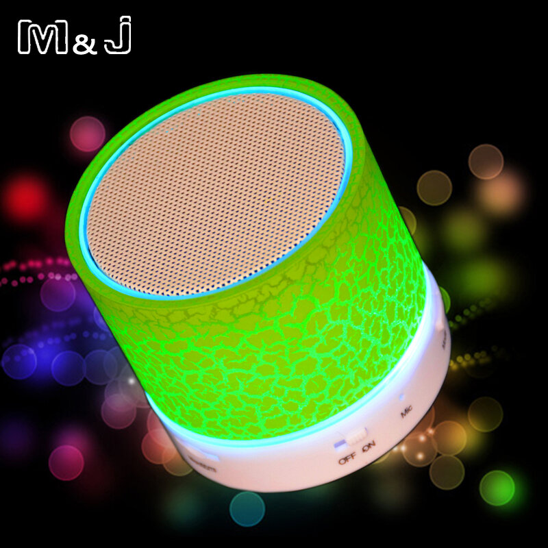 M & J-minialtavoz inalámbrico con Bluetooth, dispositivo con LED, TF, USB, caja de sonido de música portátil, Subwoofer, para teléfono, PC, con micrófono, gran oferta
