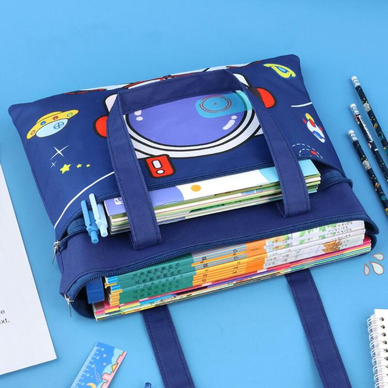 Kawaii Cartoon Double Zip File Bag Large Waterproof Oxford Cloth Tote Bag Organizer Gifts Cute Portable Textbooks Storage Bag