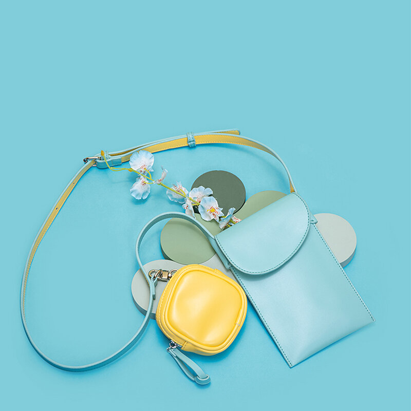 Kleurcontrast mobiele telefoon tas eenvoudige multifunctionele kleurcontrast messenger tas headset tassen dames gratis verzending