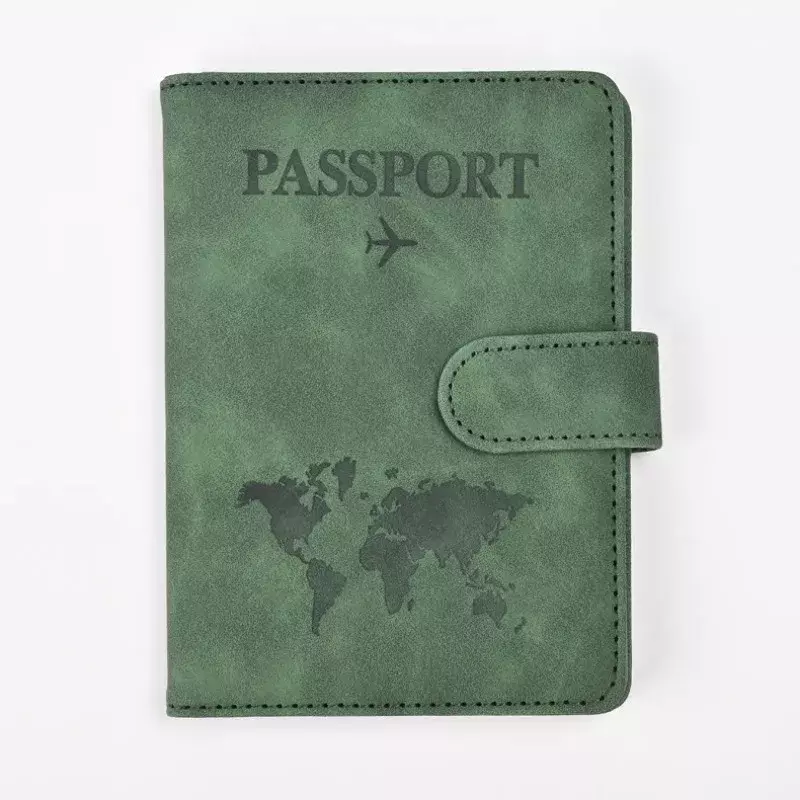 1 buah sarung paspor kulit PU pria wanita, tempat paspor perjalanan dengan tempat kartu kredit pelindung Dompet