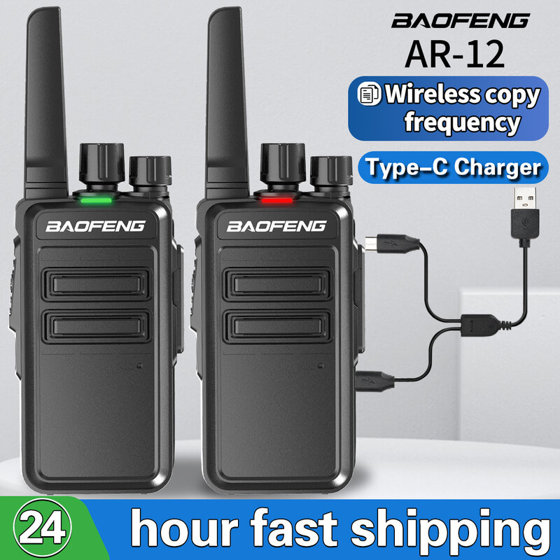 Baofeng AR 12 Walkie Talkie USB Type-C Charger Upgraded BF-888S Ham Radio UHF 400-470MHz Long Range Two Way Radio for Camping