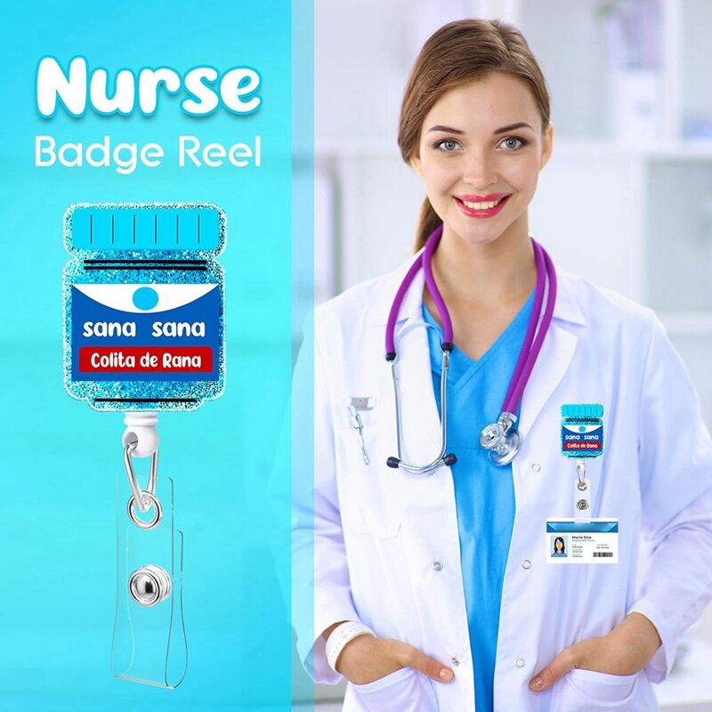 Retrátil Enfermeira Badge Reel Holder com ID Clip, Presentes De Enfermagem Bonito, 5 Pcs