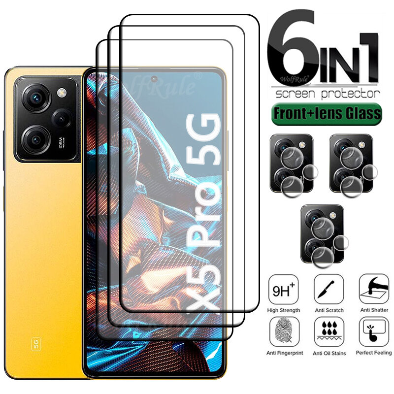 Für Poco X5 Pro 5G Glas Für Xiaomi Poco X5 Pro Gehärtetem Glas 9H Volle Abdeckung Screen Protector poco M4 X3 X4 X5 Pro 5G Objektiv Glas