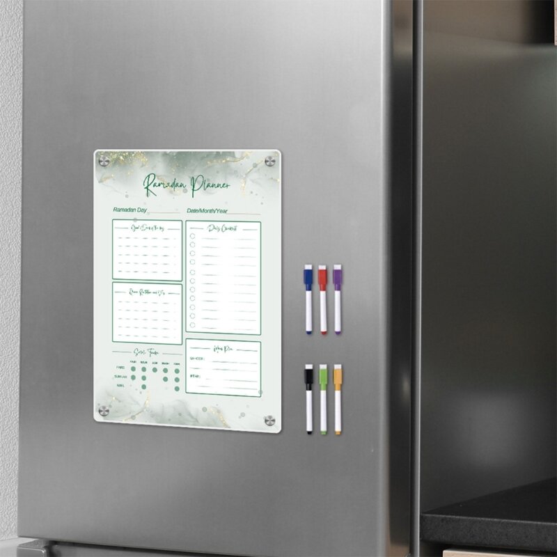 Акриловый магнитный календарь на холодильник, еженедельный календарь, планировщик еды на Рамадан, доска для заметок Y9RF