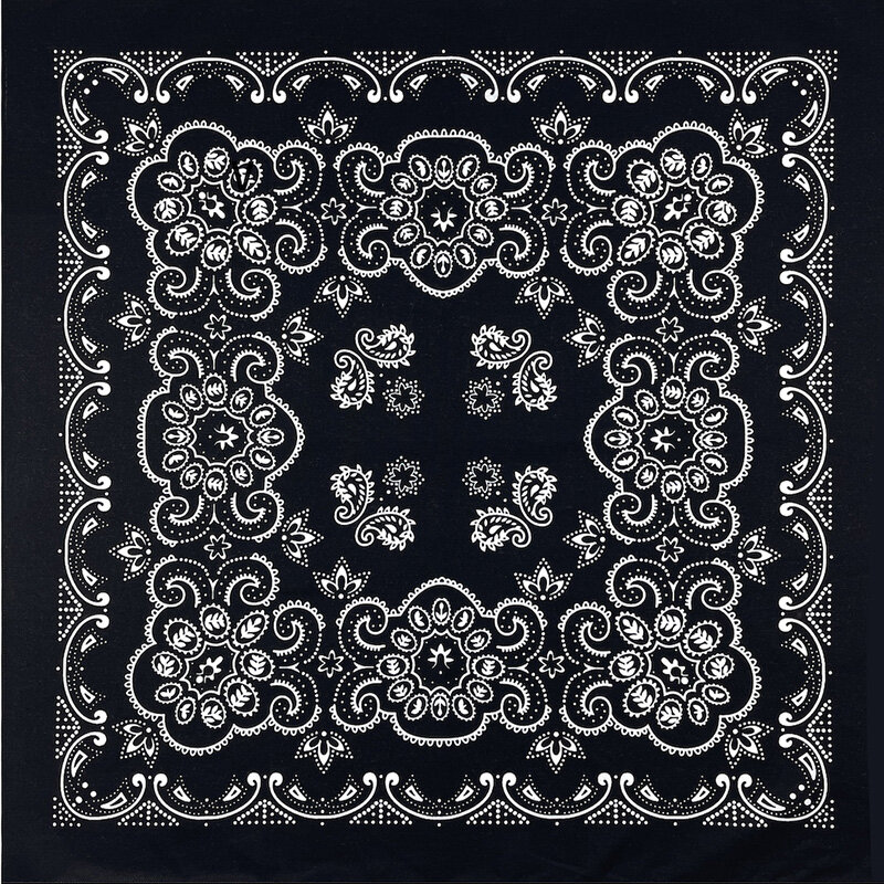 68CM oversize Hip Hop ameba anacardi cotone quadrato Bandana sciarpa fascia nera Paisley regali per uomini/ragazzi/ragazze