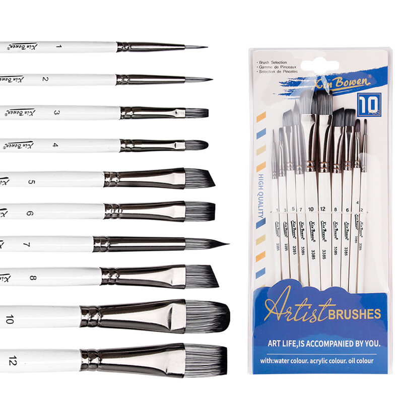 7/10Pcs Professional Pure Carbon Sketch Set Painting Brushes Painting Drawing Artist Nylon Hair Beech Wood Rod Brush Set