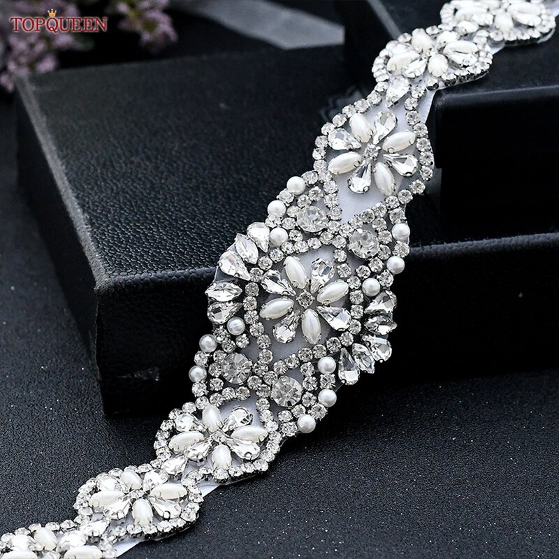 TOPQUEEN-Cinturón de diseñador de lujo S161, accesorios de boda para mujer, vestido de fiesta de graduación, faja de noche, apliques de diamantes de imitación
